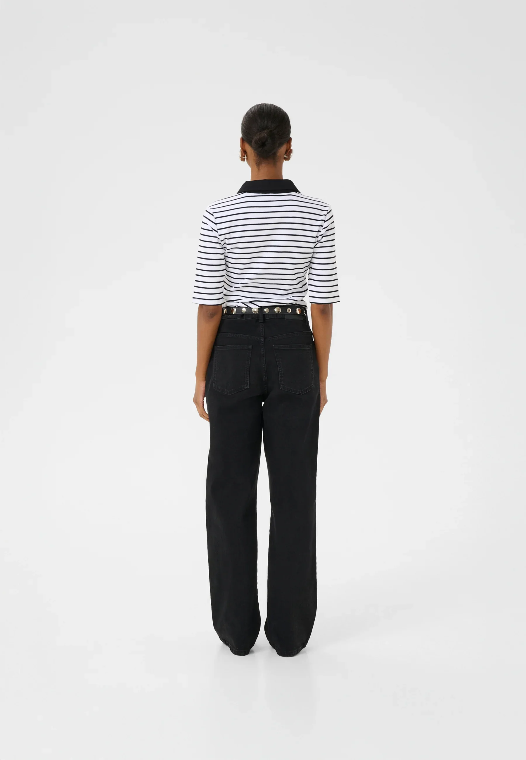 Gestuz GZdrew polo striped top Bright White Black striped - Image 6