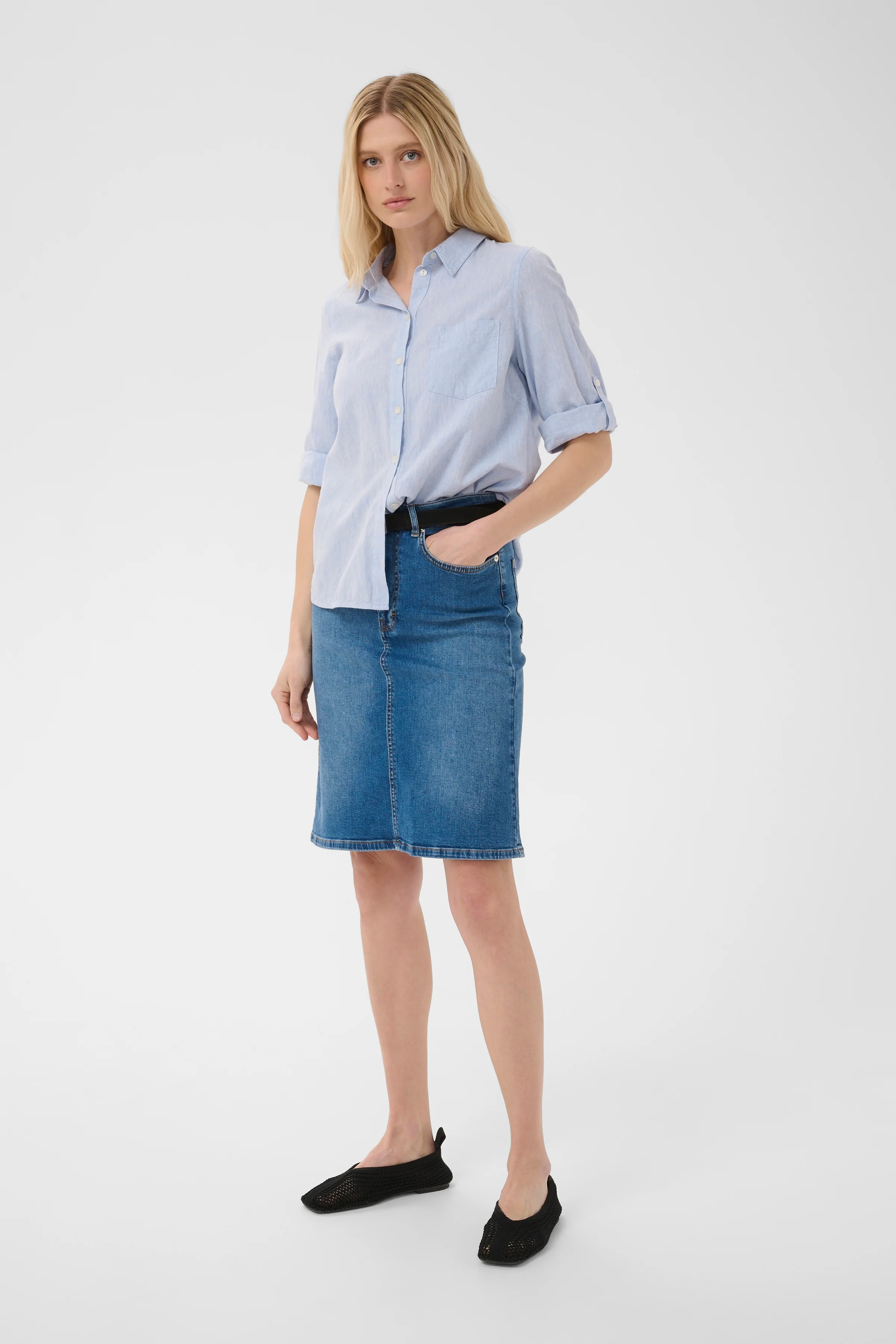 Part Two LejaPW Skirt Medium Blue Denim - Image 2
