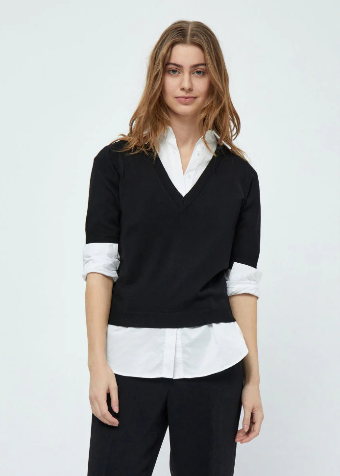 MSMilla V-Neck Knit Tee black