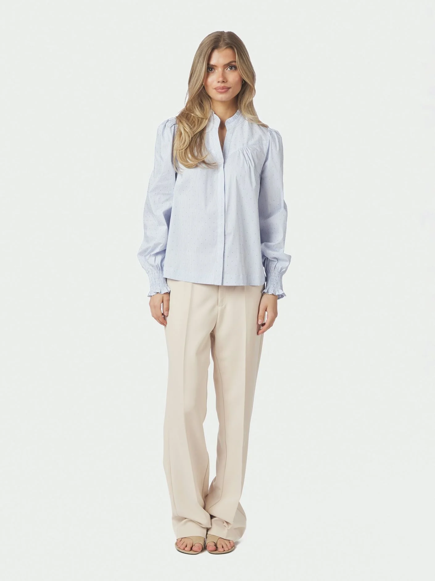Neo Noir Astrida Stripe Stone Blouse Light Blue - Image 3