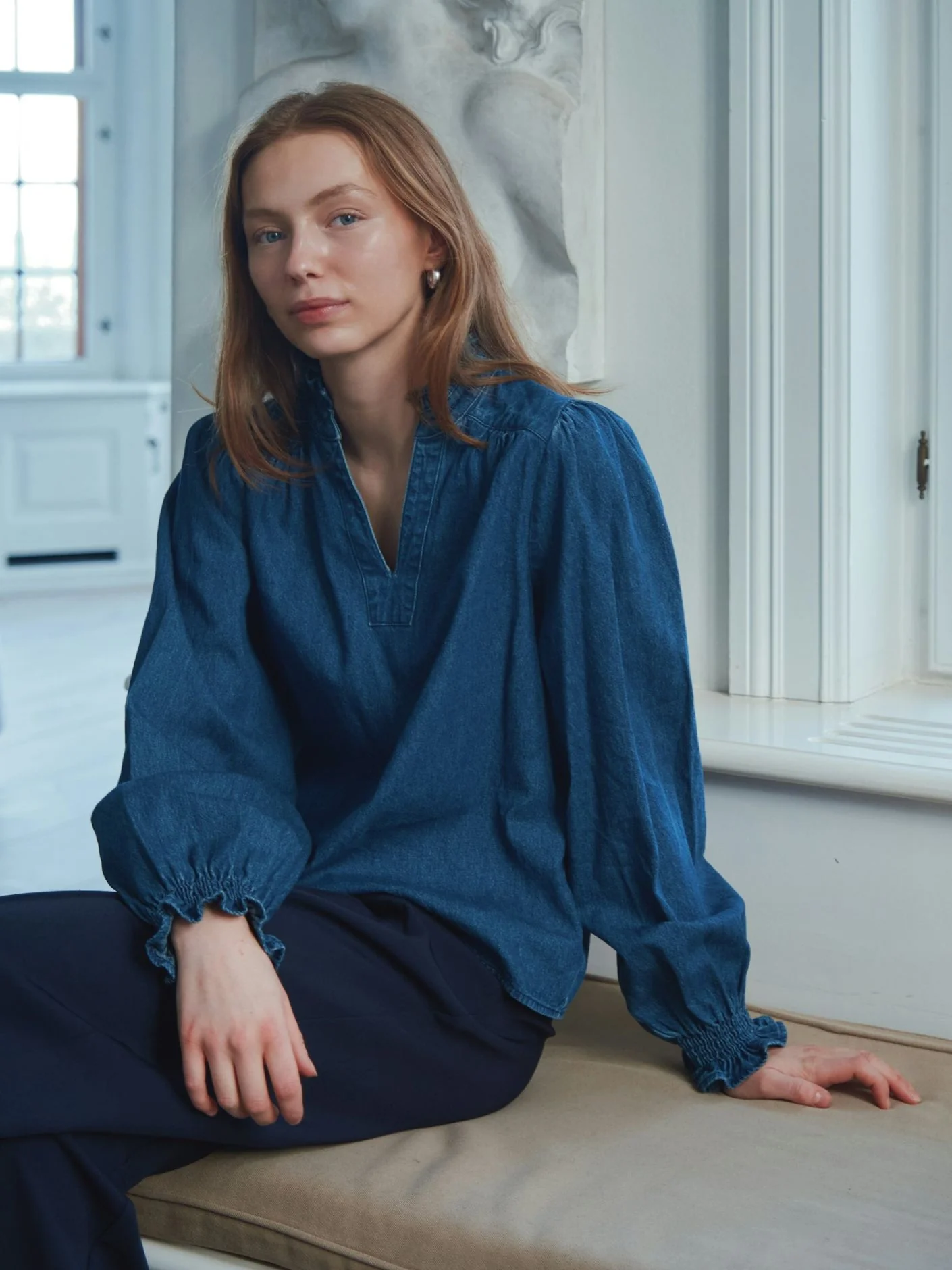 Neo Noir Emmeline Denim Blouse Blue - Image 3