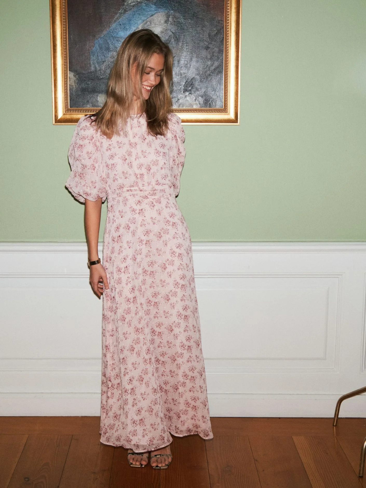 Neo Noir Kikka Chiffon Flower Dress Rose - Image 6