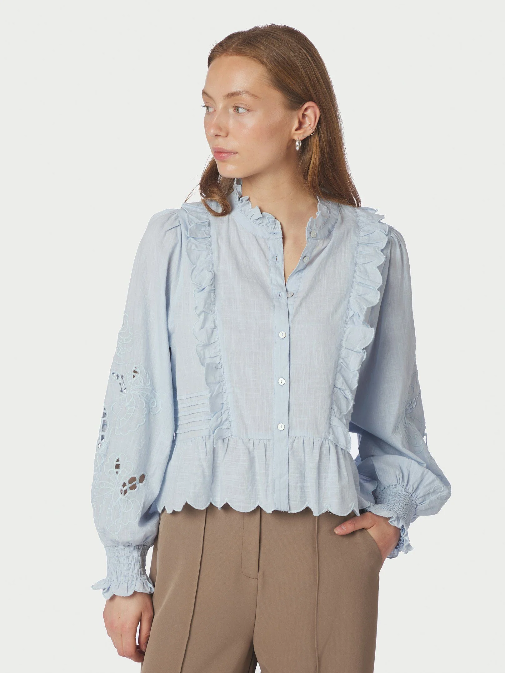 Neo Noir Petrine Embroidery Blouse Light blue - Image 6