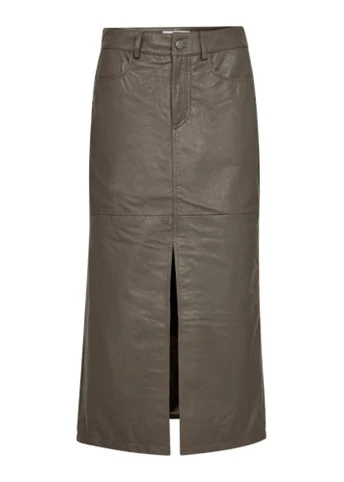 Co'Couture PhoebeCC Leather Slit Skirt Elephant