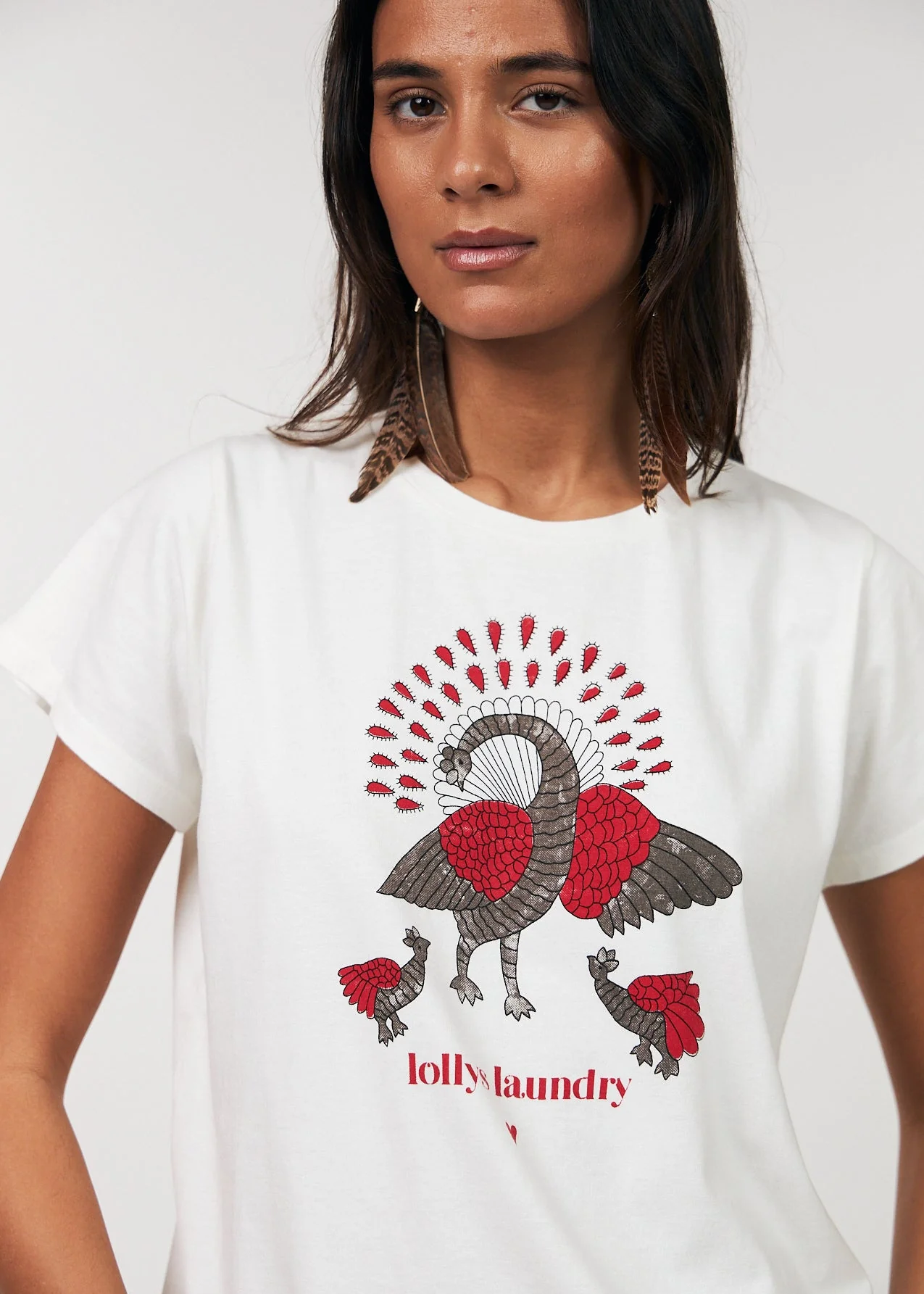 Lollys Laundry RomaLL Peacock Tee SS 01 White