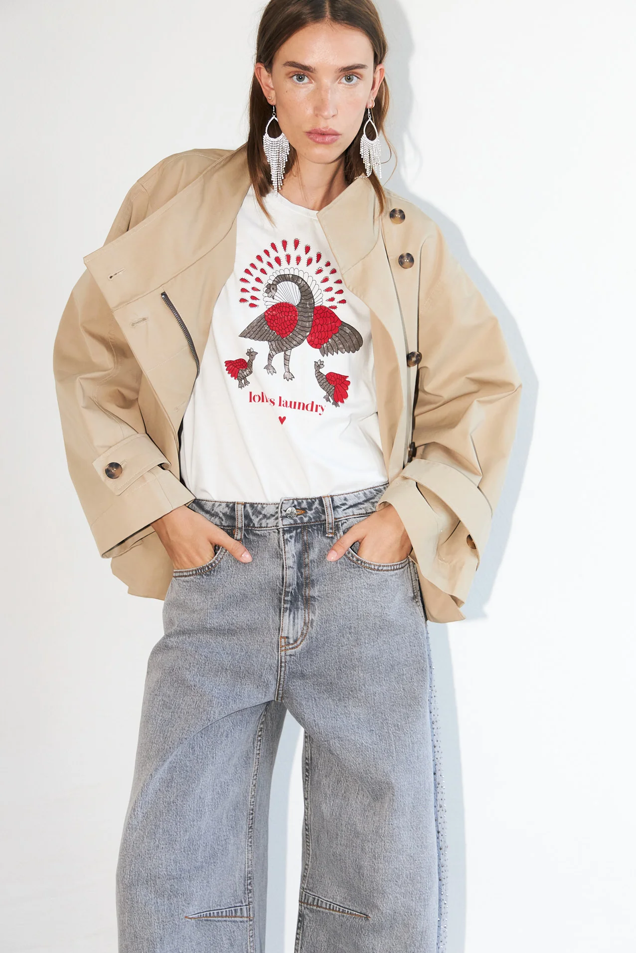 Lollys Laundry RomaLL Peacock Tee SS 01 White - Image 3