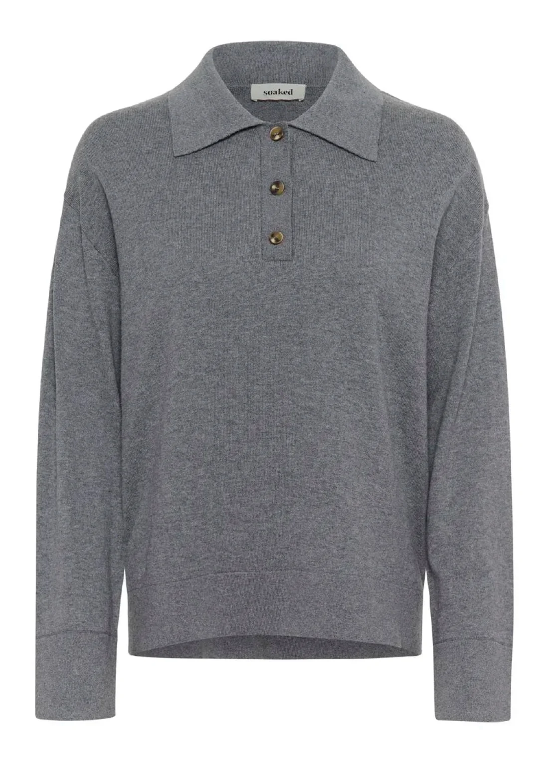 Soaked SLSanja Polo Pullover Grey Melange - Image 2