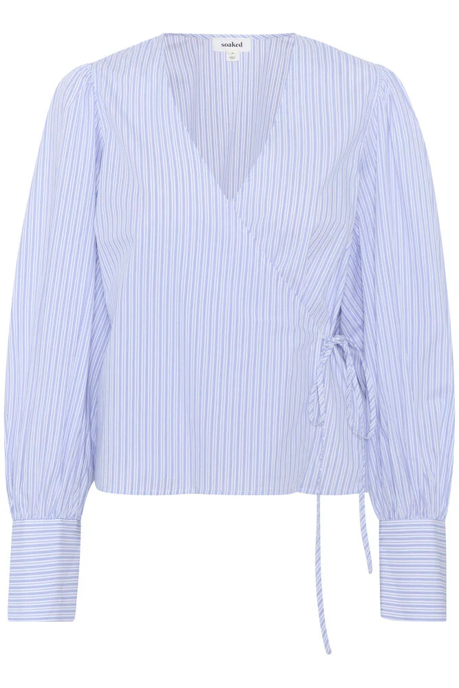 Soaked SLOriana Wrap Blouse White and blue stripes - Image 3